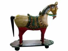 Cheval avec roues en bois peint l45xpr151xh155 cm