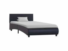 Chic lits et accessoires ligne alofi cadre de lit noir similicuir 90 x 200 cm