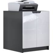 Commode d'imprimante armoire à dossiers Logan noir mat - haute brillance - Façades en Blanc haute brillance - Façades en Blanc haute brillance