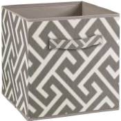 COMPO Boîte de rangement/tiroir pour meuble en tissu - 27 x 27 x 28 cm - Motif Labyrinthe - Gris et blanc