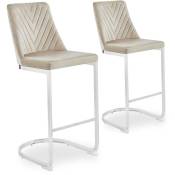 Cotecosy - Lot de 2 chaises de bar design Mistigri Velours Taupe - Taupe