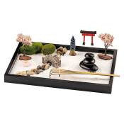 Crea - Kit de jardin Zen - Accessoires de jardin Zen avec outils en bambou, Mini jardin Zen pour bureau - Décor Zen de bureau - Plateaux décoratifs