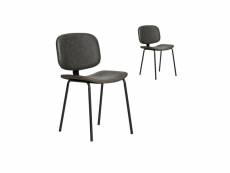 Duo de chaises simili cuir gris - margot - l 45 x l 52 x h 79 cm - neuf