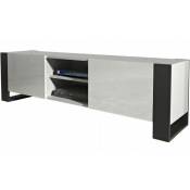 Dusine - meuble tv 160 cm lovy blanc mat et laqué - style industriel