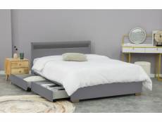 Enfield - structure de lit en velours gris avec rangements