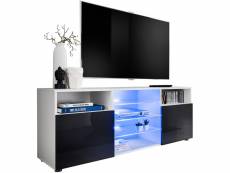 Extreme furniture t38 meuble télé | meuble télé avec 3 étagères en verre & 2 portes | led | design moderne | rangement pratique