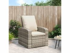Fauteuil chaise inclinable de jardin exterieur - chaise relax design avec coussins marron clair rotin meuble pro frco15558