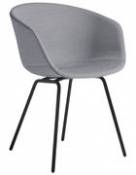 Fauteuil rembourré About a chair AAC27 / Tissu intégral & pieds métal - Hay gris en tissu