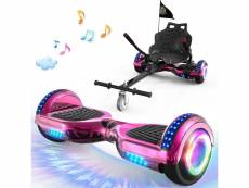 Geekme hoverboard rose avec siège noir, go-karting pour enfants, haut-parleur bluetooth led, cadeau pour enfants