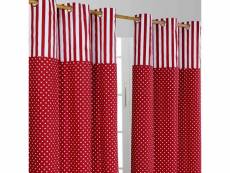 Homescapes paire de rideaux à oeillets - imprimé pois polka rouge 137 x 228 cm KT1404C