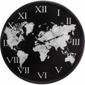 Horloge 'monde' noire, métal diamètre 57 cm Atmosphera