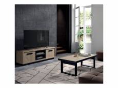 Jackson - ensemble meuble tv + table basse effet bois clair