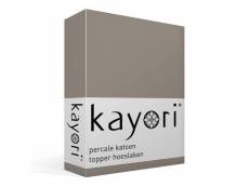 Kayori shizu drap-housse pour surmatelas en percale de coton bio - 100% percale de coton bio - grande taille (180x210/220 cm) - taupe SMUL17515407