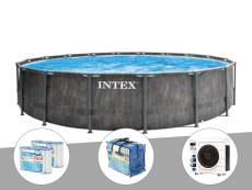 Kit piscine tubulaire Intex Baltik ronde 5,49 x 1,22 m + Bâche à bulles + 6 cartouches de filtration + Pompe à chaleur