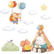 Linghhang - Stickers muraux de décoration de chambre d'enfant - Tente d'animaux, Stickers muraux de dessins animés, Poster d'art mural, Stickers