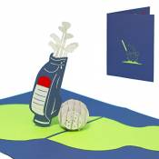 LINPopUp®, LIN17321 POP UP 3D carte jeu de golf, cartes de vœux golf, carte cadeau anniversaire golf, N213