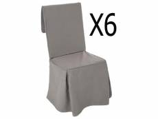 Lot de 6 housses de chaise ajustable gris 100% coton