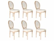 Melinda - lot de 6 chaises baroques tissu beige