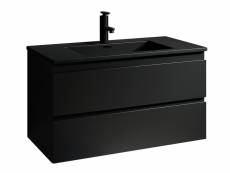 Meuble de salle de bain angela 80 cm - noir mat avec lavabo noir – meuble de lavabo