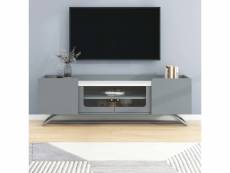 Meuble tv avec étagère, portes et cloisons, 150 x 30 x 47 cm, gris