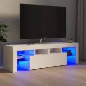 Meuble tv avec lumières led Blanc brillant 140x36,5x40