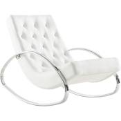 Miliboo - Rocking chair design blanc et acier chromé chesty - Blanc