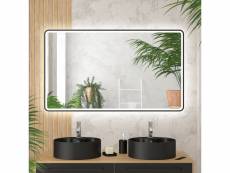 Miroir salle de bain avec eclairage led et contour noir - 120x70cm - go black led