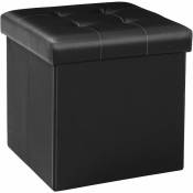 Noir Boîte de Rangement Pouf Cube dé Pliable Petit