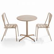 Oviala - Ensemble table ronde et 2 chaises de jardin