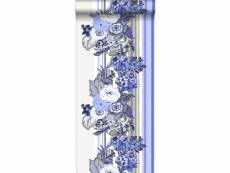 Papier peint fleurs vintage bleu indigo - 138116 -