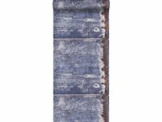 Papier peint plaques métalliques bleu et marron - 138219 - 53 cm x 10,05 m 138219