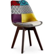 Patchwork Style - Chaise de Salle à Manger - Revêtement Patchwork - Ray Multicolore - Bois de hêtre, pp, Tissu - Multicolore