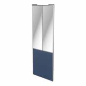 Porte de placard coulissante atelier vitrée bleu avec cadre gris GoodHome Arius H. 248 5 x L. 91.2 cm