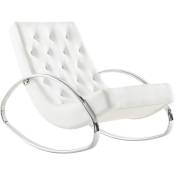 Rocking chair design blanc et acier chromé chesty - Blanc