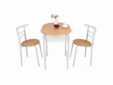 Set de salle à manger table hombuy avec 2 chaises pour bistro / restaurant/ salle à manger couleur bois et blanc