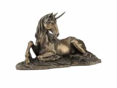 Statuette licorne en résine aspect bronze 23 cm