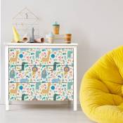 Sticker meuble enfant animaux sauvages 40 x 60 cm - multicolore