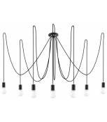Suspension EDISON acier/corde en textile noir 7 ampoules