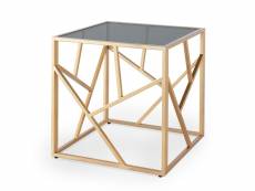 Table basse design en verre noir et métal doré carrée