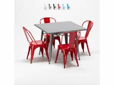 Table carrée + 4 chaises en métal au style industriel tolix flushing
