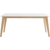 Table extensible rallonges intégrées rectangulaire blanche et bois clair L160-205 cm SWAD - Blanc