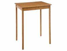 Table haute, table de bar carrée en bambou coloris chêne miel - longueur 80 x profondeur 60 x hauteur 105 cm