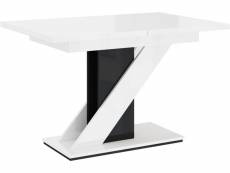 Table repas extensible "meva" - 120-160 x 80 x 75 cm - blanc brillant-noir brillant