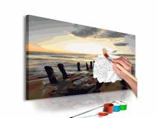 Tableau à peindre soi-même peinture par numéros motif plage (lever de soleil) 60x40 cm tpn110133