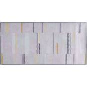 Tapis Rectangulaire Gris et Jaune en Polyester pour Chambre ou Salon au Style Moderne 80 x 150 cm Beliani Jaune