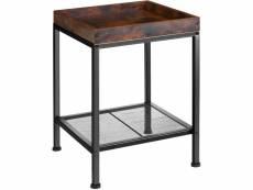 Tectake table d’appoint rochester 41,5x41x56cm - bois foncé industriel 404265