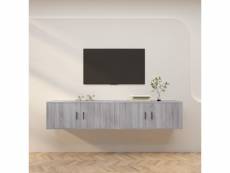 Vidaxl meubles tv muraux 2 pcs sonoma gris 100x34,5x40