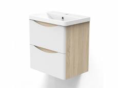 Aica meuble de salle de bain sous vasque avec lavabo intégré blanc et bois clair 50cm à suspendre