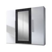 Armoire 4 portes avec miroirs couleur blanc et gris