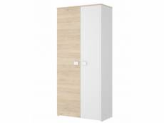 Armoire placard meuble de rangement coloris blanc - longueur 90 x profondeur 52 x hauteur 205 cm